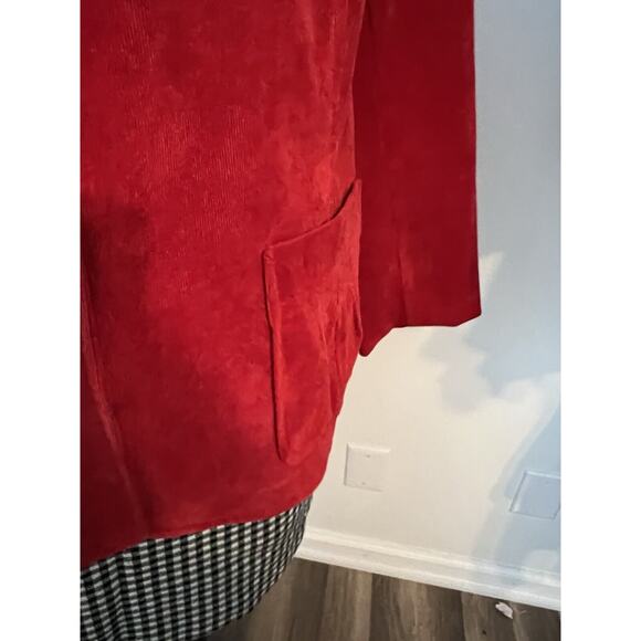 Red Corduroy Blazer Womens Sz 22 Plus Size Jacket Career Wear Trending Holiday - Picture 3 of 14